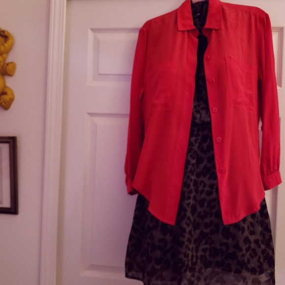 Vintage Red Silk Blouse - Picture 1 of 9